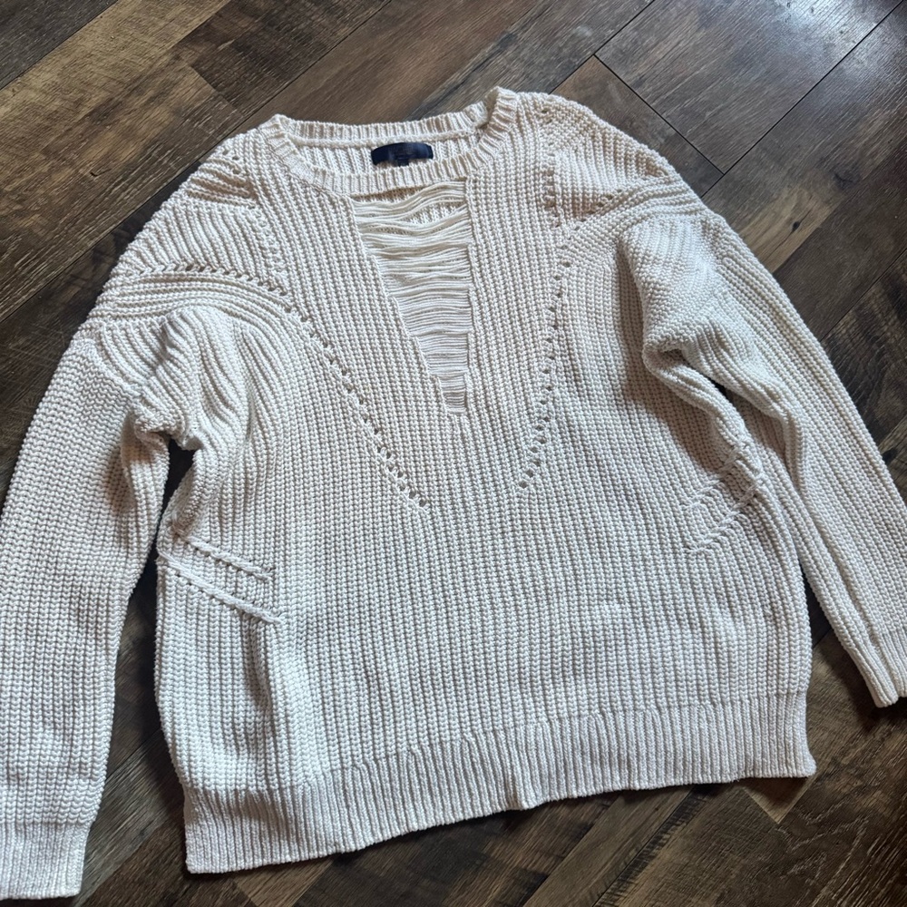 Rachel Zoe Cream V-Neck Sweater - Picture 4 of 5
